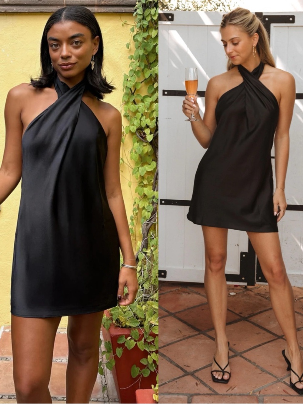 NEW NWT Show Me Your Mumu Jasmine Satin Halter Mini Dress In Black